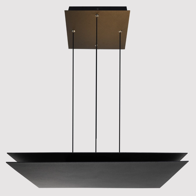 Pendente Led Quadrado Aluminio Preto 36w 3000k Piazza