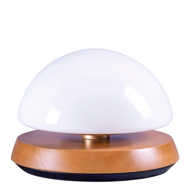 Luminaria De Mesa Madeira E Vidro Castanho Flutum Mini