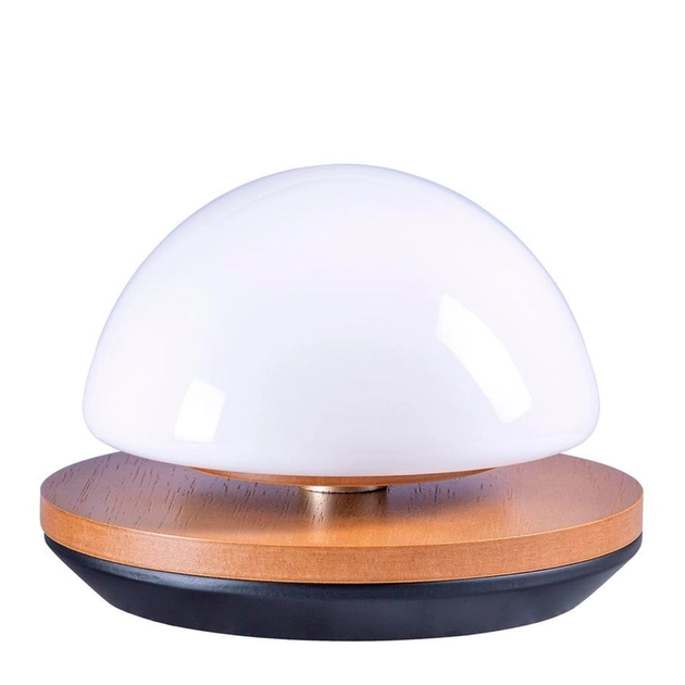 Luminaria De Mesa Madeira E Vidro Castanho Flutum Mini
