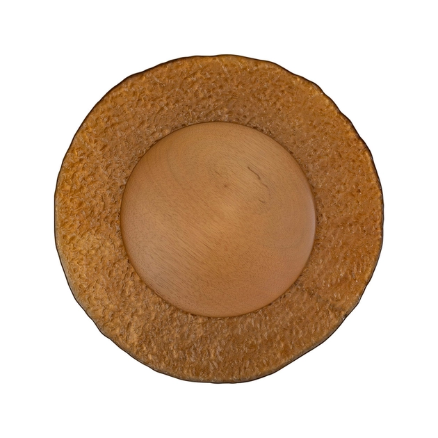 Arandela Led Madeira E Vidro Ambar 10,4w 3000k Eclipse