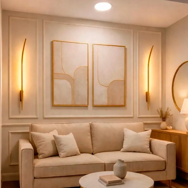 Arandela Led Aluminio Dourado 10,8w 127v Ip62 2700k Line G