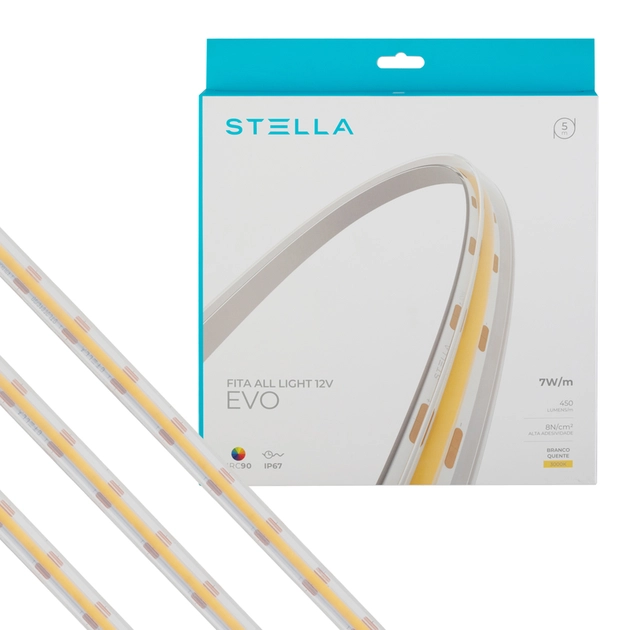 Fita De Led 7w Por Metro 12v 3000k 5m Ip67 All Light Evo