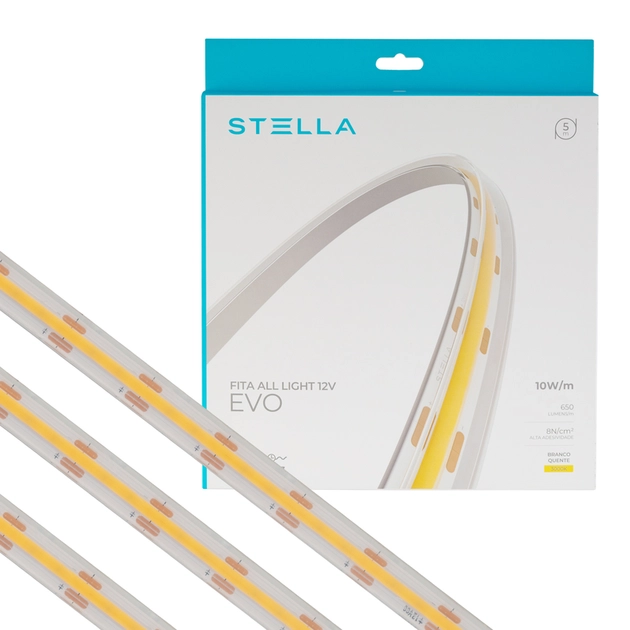 Fita De Led 10w Por Metro 12v 3000k 5m Ip67 All Light Evo