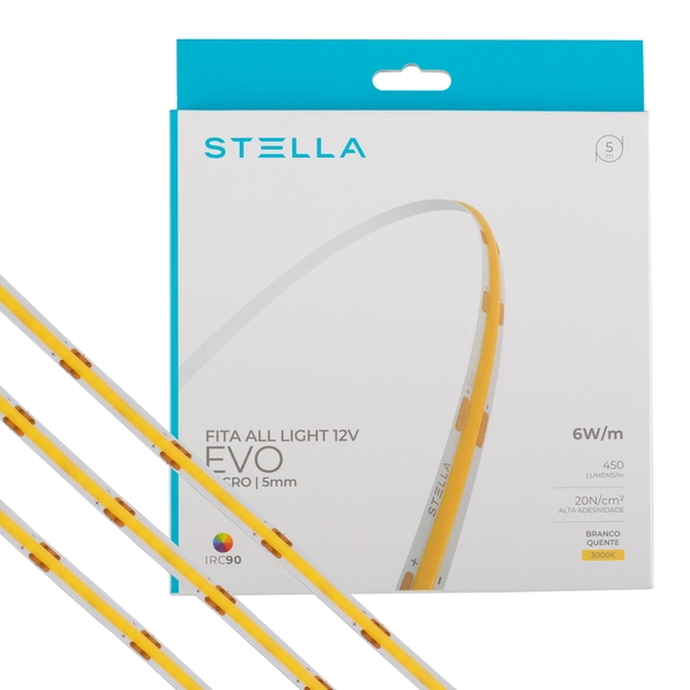 Fita De Led 6w Por Metro 12v 3000k 5m Irc90 All Light Evo