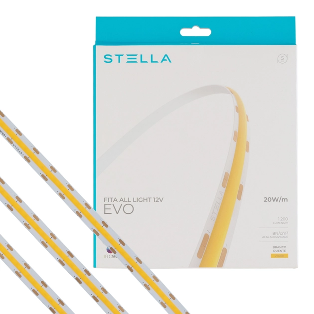 Fita De Led 20w Por Metro 12v 2700k 5m Irc90 All Light Evo