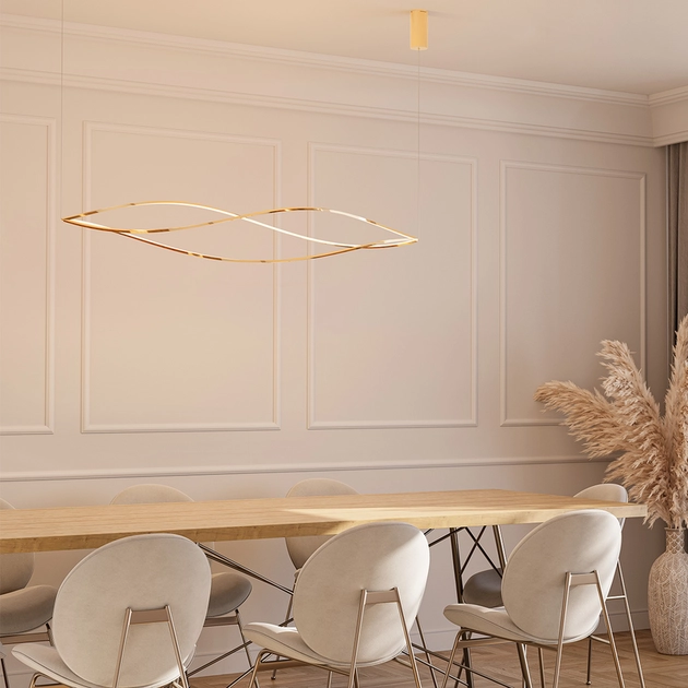 Pendente Led Aco Inox Dourado 65w 3000k Infini