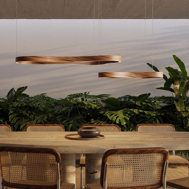 Pendente Led Metal E Aluminio Amadeirado 36w 3000k Aruba