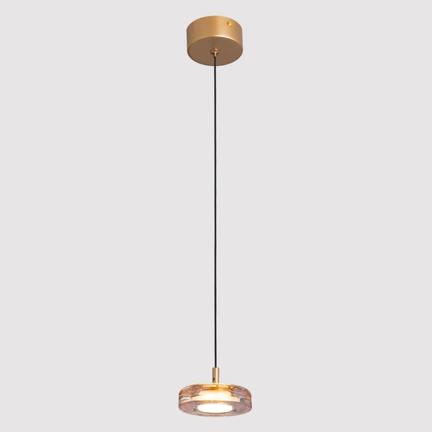 Pendente Led Vidro E Aluminio Dourado 5w 3000k Gem