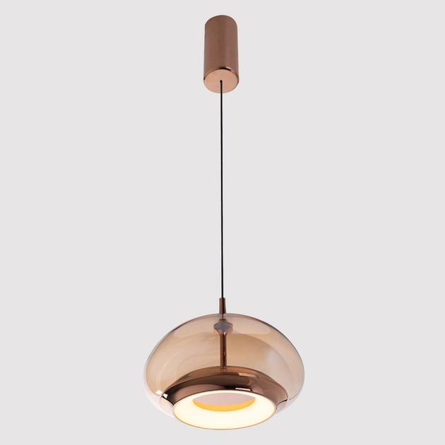Pendente Led Vidro E Aluminio Dourado 14w 3000k Aurora