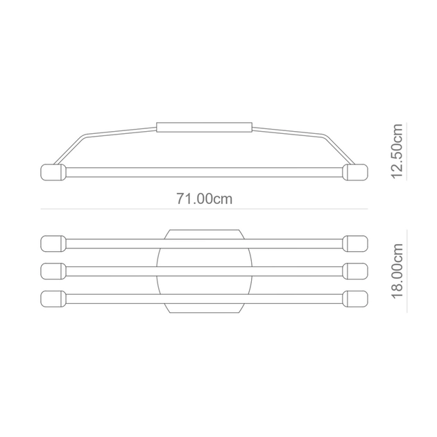 Plafon Led Sobrepor Tubular Triplo Acrilico Luz Branca 6500k