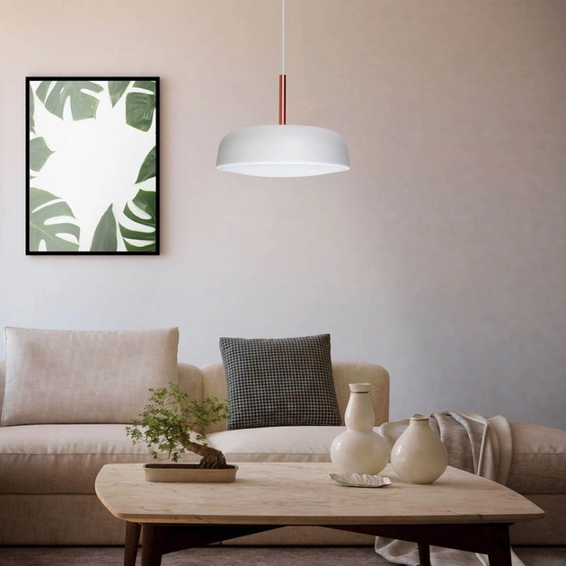 Pendente Aluminio Branco E Cobre 29cm Victoria