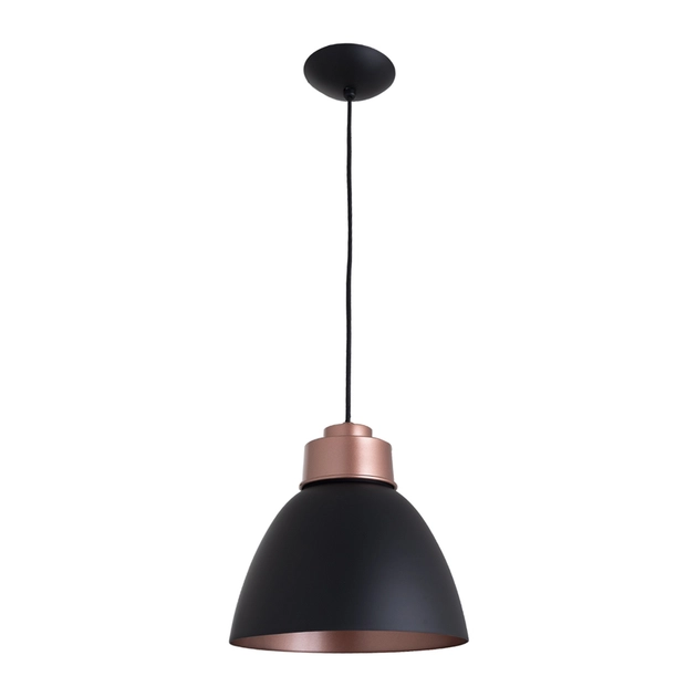 Pendente Aluminio Preto E Cobre 25cm New Industrial
