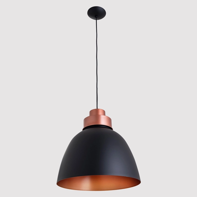 Pendente Aluminio Preto E Cobre 40cm New Industrial