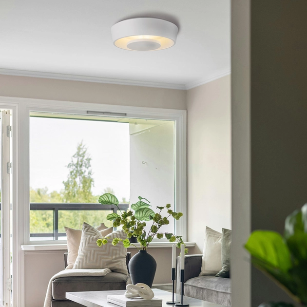 Plafon Led De Sobrepor Aluminio Branco 18w 127v 2700k Iris
