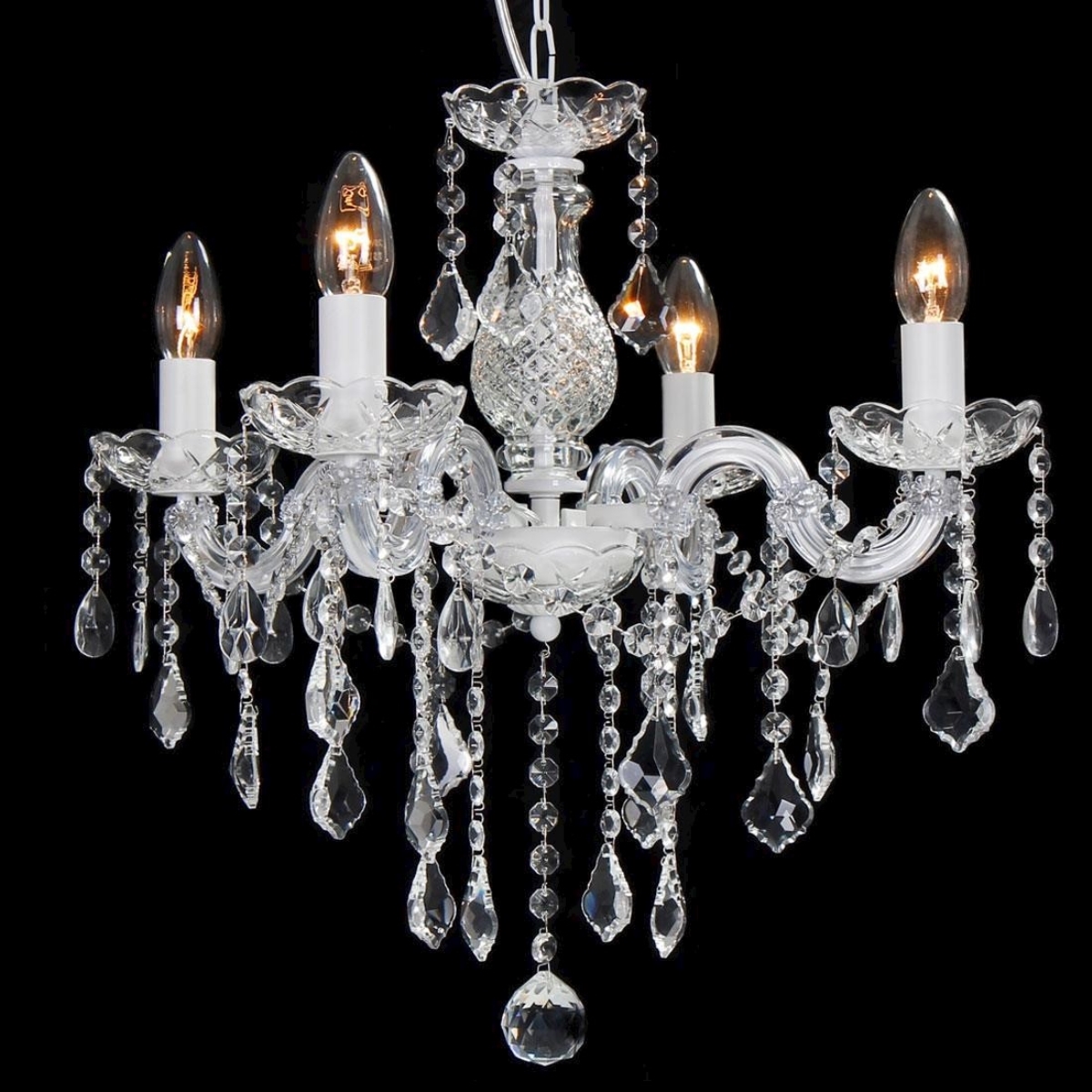Lustre Candelabro Branco Cristal - Lustre Candelabro Branco Cristal