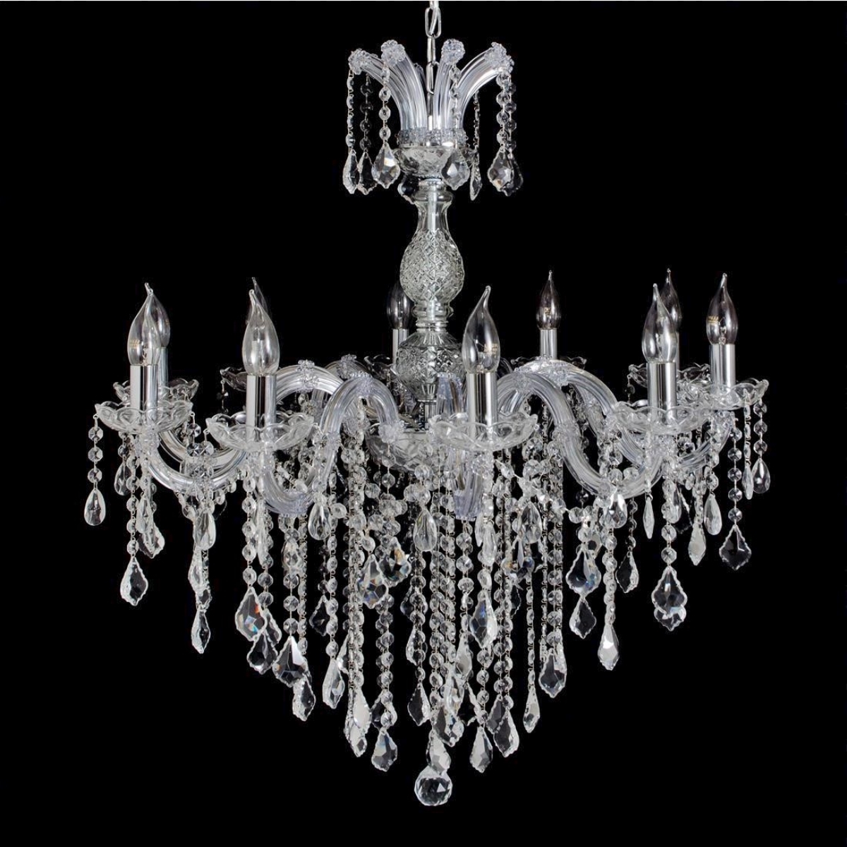 Lustre Candelabro Cristal E Metal Cromado93x88 P8606721 Lustre