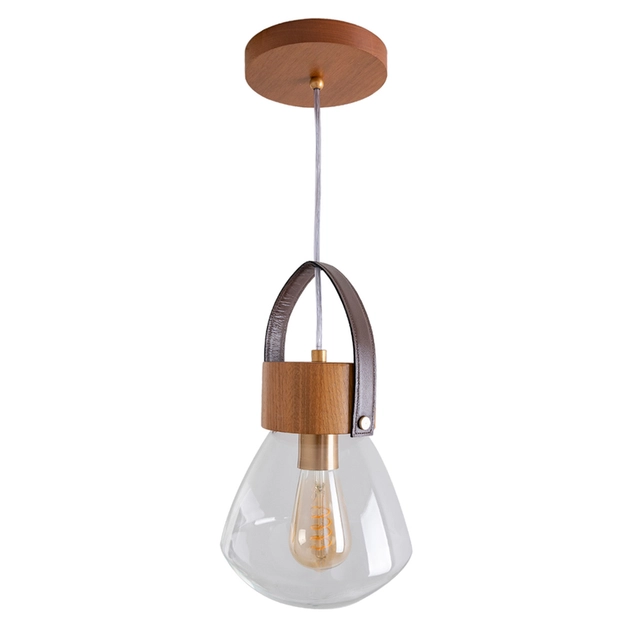 Pendente Vidro E Madeira Castanha 19cm Lampadari