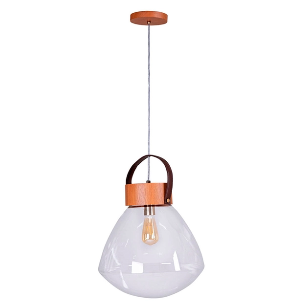 Pendente Vidro E Madeira Castanha 39cm Lampadari