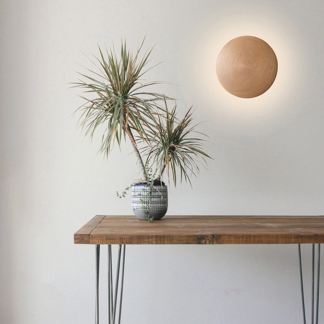 Arandela Led Metal E Madeira Castanha 18w 180 2700k