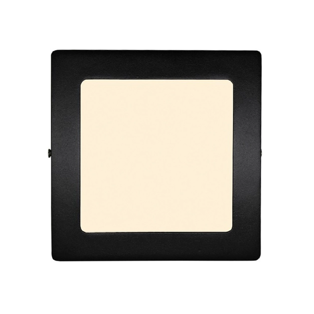 Kit 10 Plafons LED Sobrepor Quadrado 12W Preto 17cm