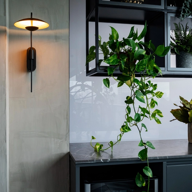 Arandela Led Aluminio Preto Freijo 6w 3000k Shimeji