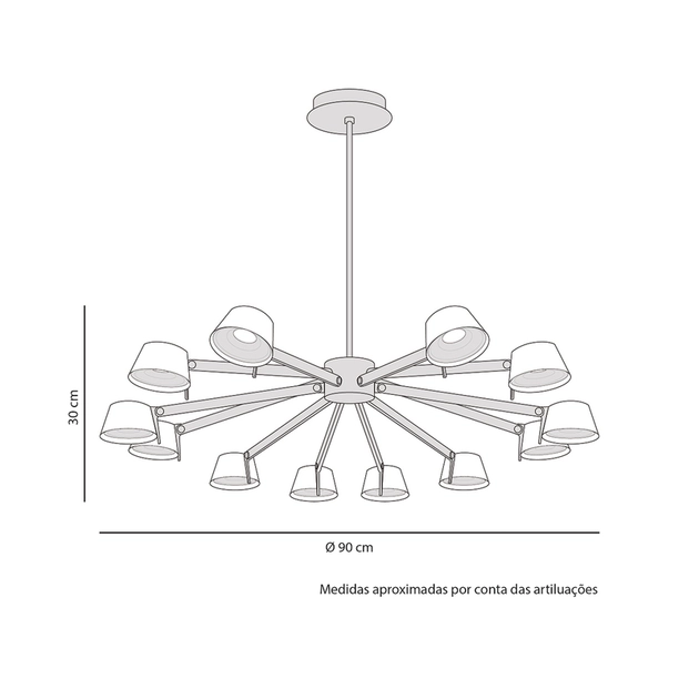 Pendente Led Aluminio Preto 63w 3000k Copo
