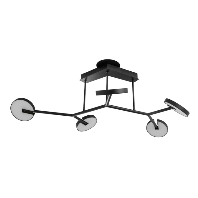 Plafon Led Sobrepor Metal Aluminio Preto 55w 3000k Luna