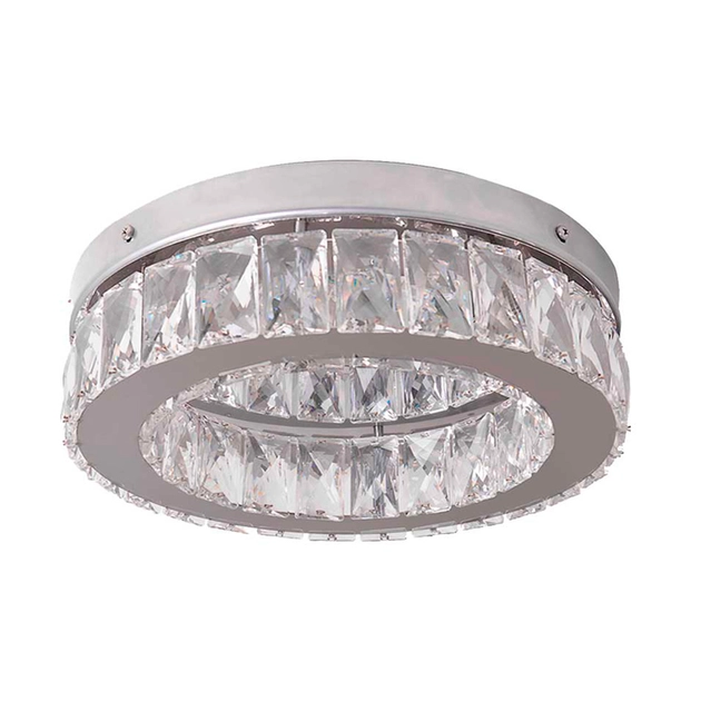 Plafon Led De Sobrepor Cristal E Aluminio Cinza 11w 3000k