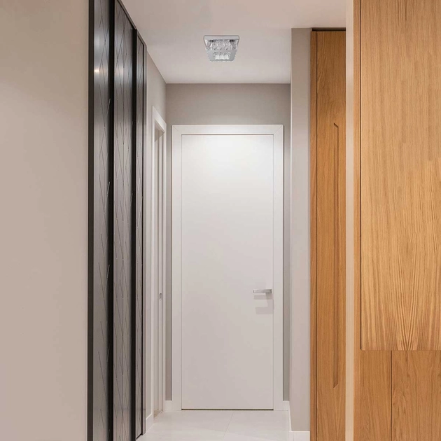 Plafon Led De Sobrepor Cristal E Aluminio Cinza 11w 3000k