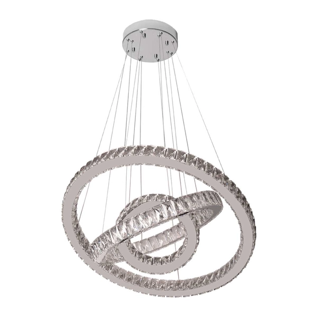 Pendente Led Cristal E Aluminio Cinza 59w 3000k Alianca