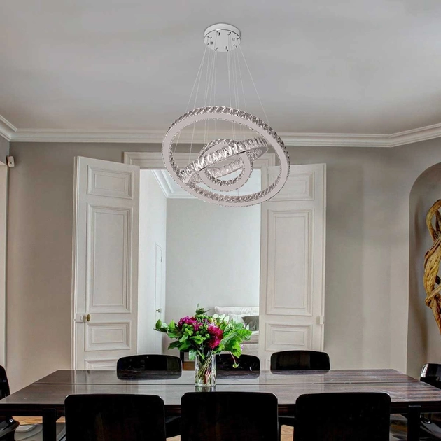 Pendente Led Cristal E Aluminio Cinza 59w 3000k Alianca