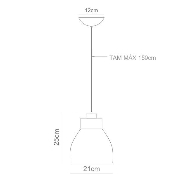 Pendente Aluminio 25cm New Industrial