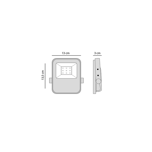 Projetor Plastico Vidro Preto Led 10w 3000k Ip65